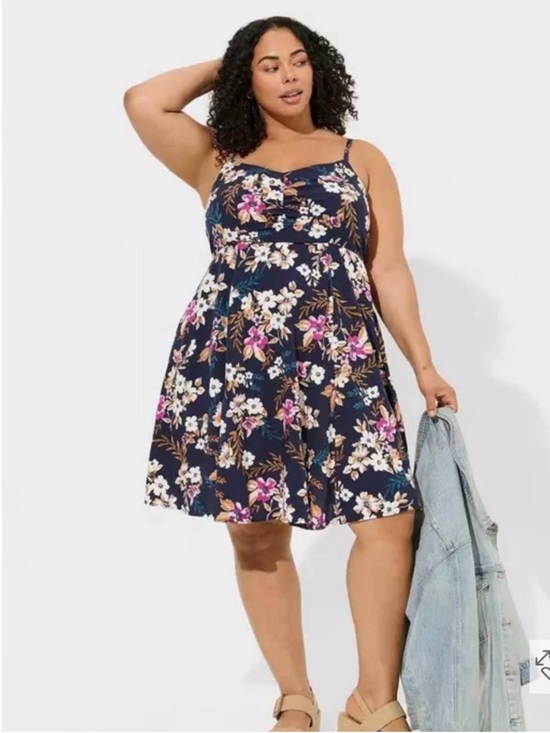 torrid Dresses & Skirts - Torrid NWT Navy Floral Mini Dress with Pink & White Blooms